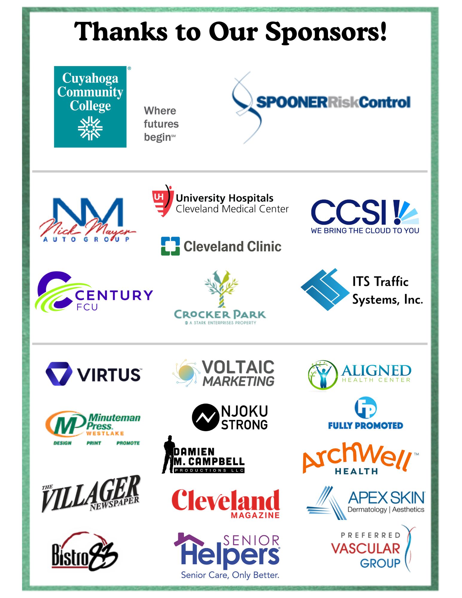 Thanks to Our Sponsors